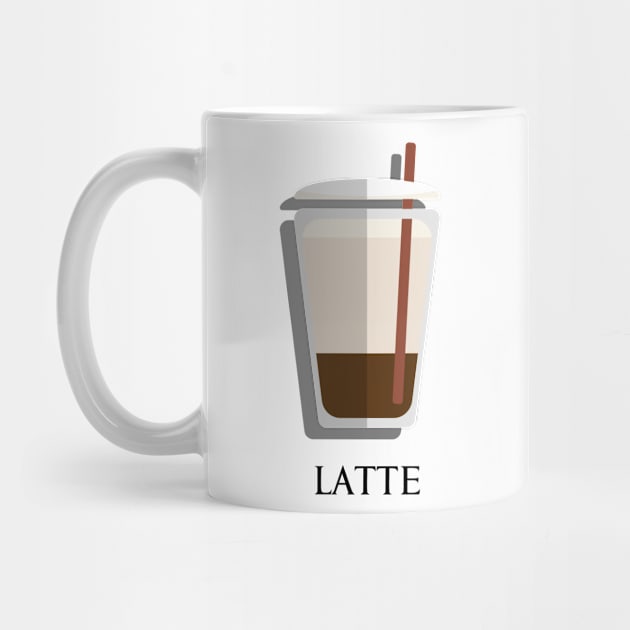 Iced Cold Latte coffee front view in flat design style by FOGSJ